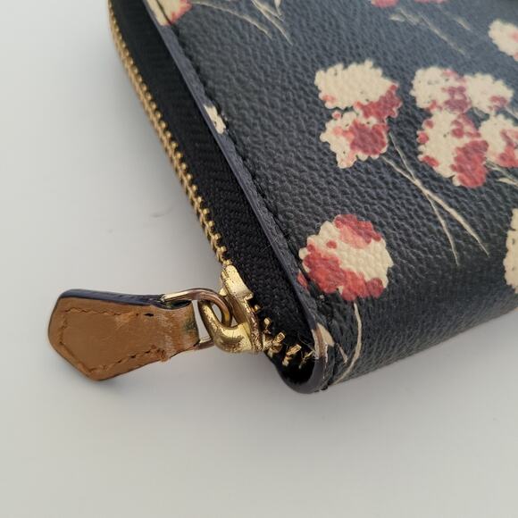 Tory Burch Kerrington Zip Around Continental Wallet Floral Black Large Leather - Picture 11 of 12